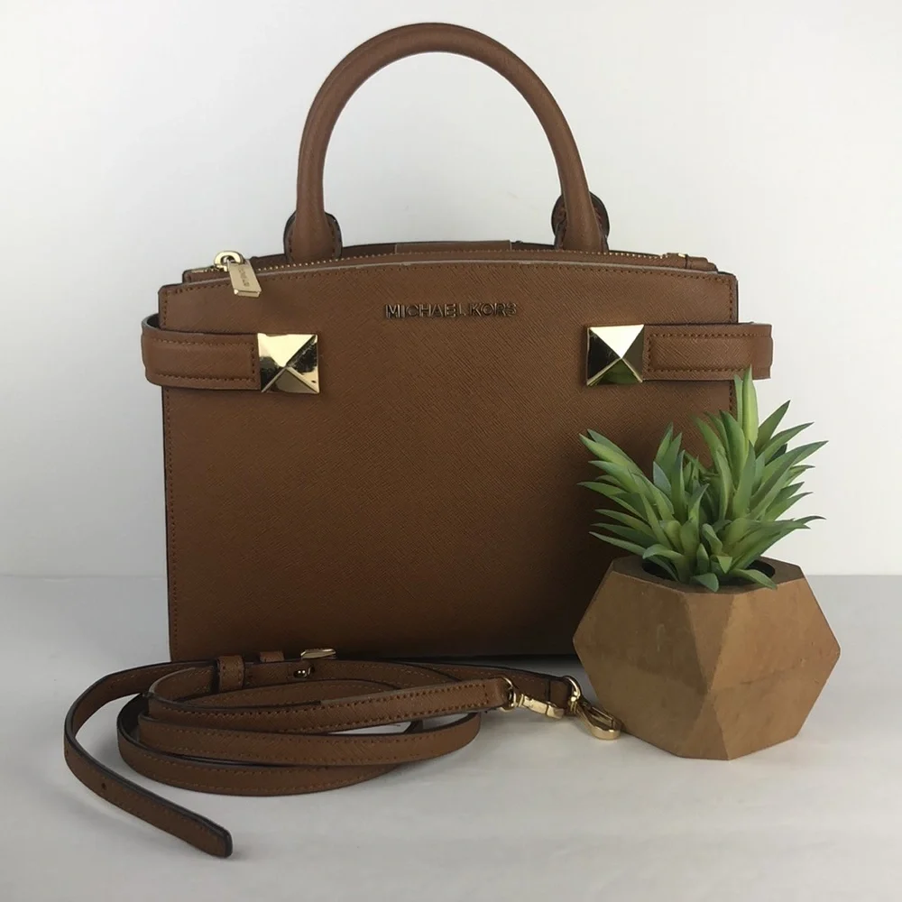 Michael Kors Chic Classy Studded Satchel Crossbody Bag Minimalist